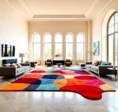 Handcrafted Color Block Abstract Living Room Rug